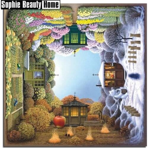 5D DIY diamond painting Rotating Four Seasons Garden Diamond Embroidery Full Cross Stitch Rhinestone Mosaic Home Decor 20A016