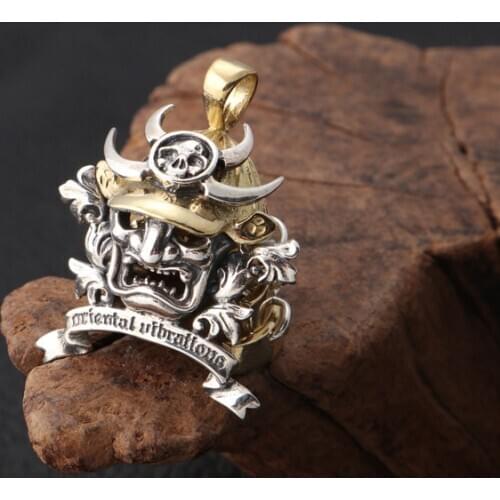 925 Sterling Silver warrior mask Armour pendant charm men women jewelry A5012