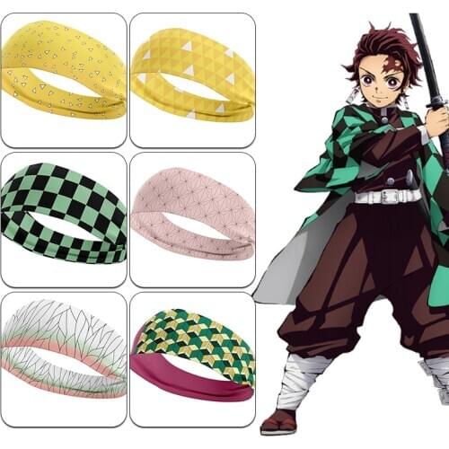 Anime Demon Slayer Kimetsu No Yaiba Cosplay Headwear Men Women Headband Casual Sports Hair Accessories Halloween Decor