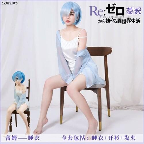 Anime! Re:Life in a different world from zero Rem Nightgown Summer Daily Clothing Uniform Cosplay Costume Dailydress For Women
