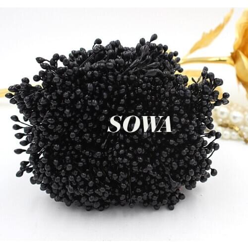 Free Shipping 3mm 900pcs/Lot Double Head Black Color Flower Pearl Stamen Cake Decoration Craft DIY