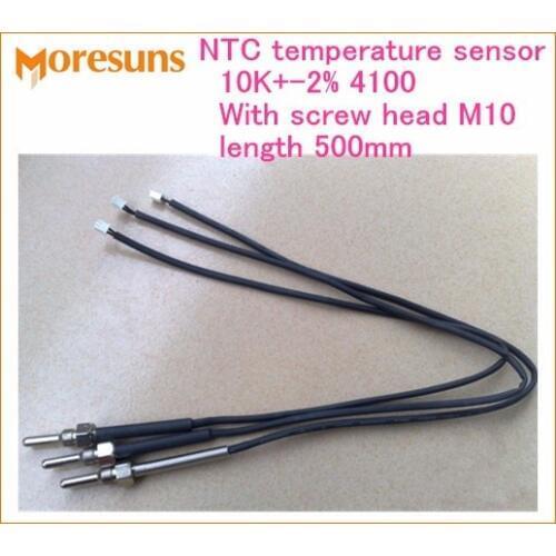 Fast Free ship 2pcs/lot NTC thermistor 10k 2% 4100,screw head M10 screw, length 500mm NTC temperature sensor