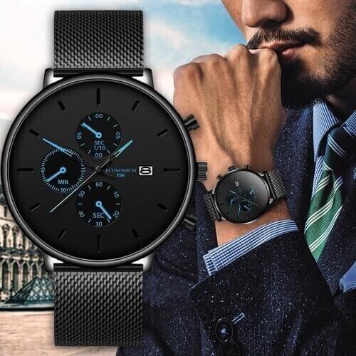 Luxury Mens Quartz Wristwatch Simple Temperament Men Watches Waterproof Casual Stylish Clock Slim Mesh Steel Relogio Masculino