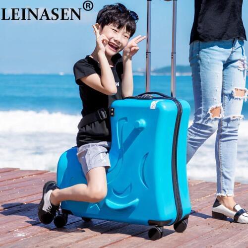 LEINASEN Cute pony Cartoon Children Rolling Luggage Spinner Suitcase Wheels Students Multifunction Trolley Kids Travel Bag