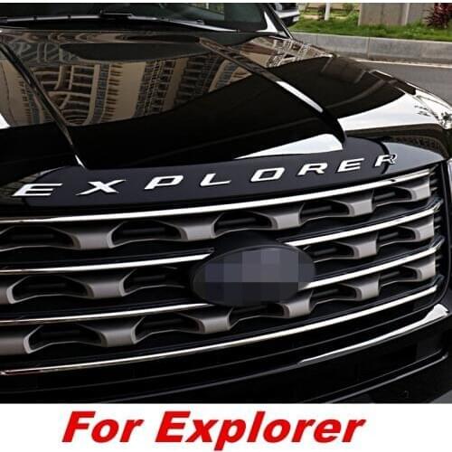 DIY Chrome Silver Hood Emblem Letters Fits Stainless Steel Car accessories For Ford Explorer gloss with fixed sticker