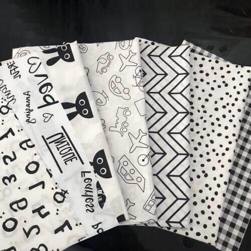 For Household 7 pcs/6pcs Nordic Style Patchwork Cloth Cotton Print Fabric Sewing Supplies Multi Purpose DIY Handmade Black White