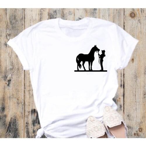 COWGIRL AND HORSE t-shirt vintage camisetas grunge tumblr graphic kawaii cotton Fashion women unisex aesthetic tshirt tee tops