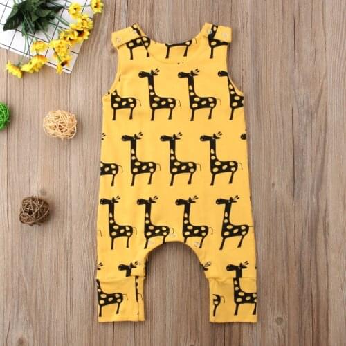 0-24M Cute Newborn Baby Boy Girl Sleeveless Cartoon Animal Cotton Romper Jumpsuit Outfits Summer Toddler Clothes
