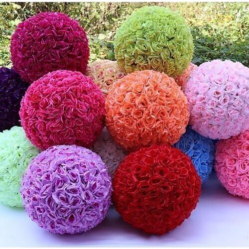 20cm Artificial Rose Silk Flower Ball Hanging Wedding Party Decor Centerpiece