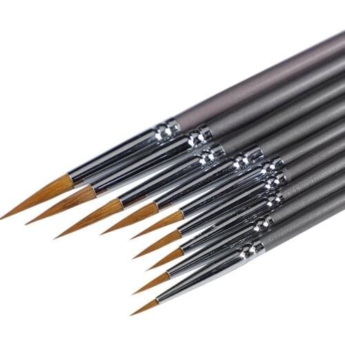 9 pcs Hook Line Pen art painting weasel hair paint brush Used for watercolor gouache oil painting brush silver birch pen rod