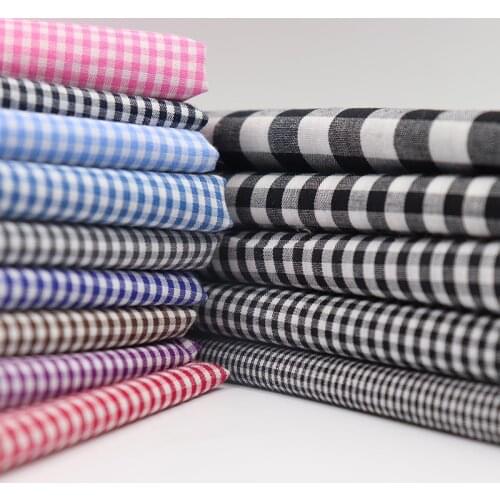 145cm Width Gingham Plaid Check Cotton Fabric 100% Cotton Yarn Dyed Fabric for Dress,Shirts,Black,White,Navy,Blue,by the meter