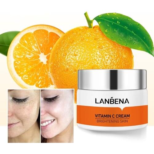 LANBENA Face Cream Vitamin C Whitening Nourish Brighten Remove Freckle Improving Dull Skin Anti Aging Refreshing Not Greasy 50g