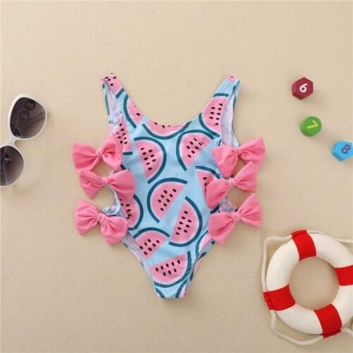 Toddler Baby Girl Swimsuit Watermelon Print Bowknot Swimwear Beach Bathing Suits Holiday Clothes