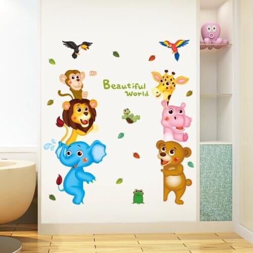 Cartoon Animal wanwan Wall Stickers For kids Room Home Decoration Diy Anime Mural Art anime Movie Poster Kids Wall Decal