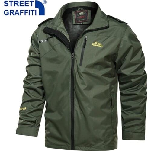 2021 Men New Casual Windproof Hooded Jacket Coat Men Spring Autumn Waterproof Jacket Outdoor Tactical Hiking Big Size Jacket Men