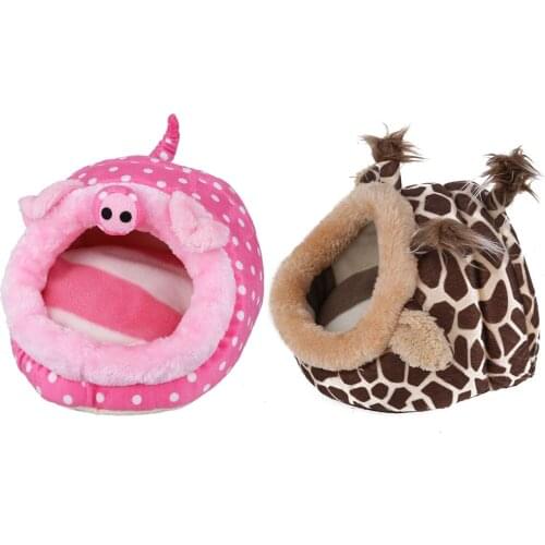 Soft Lovely Hamster House Small Pet Bed Warm Plush Cotton Mini Hedgehog Guinea Pig Rabbit Kitten Puppy Dutch Rat Nest with Pad