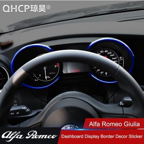 QHCP ABS Dashboard Display Border Stickers Decorative Cover Ring Red Blue For Alfa Romeo Giulia Car Styling Interior Accessories