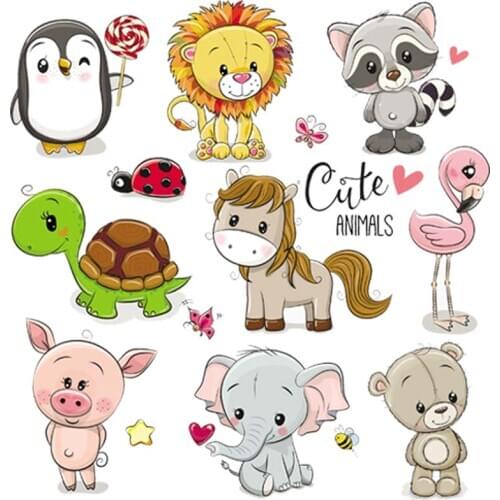 Animal Patches For Backpack Diy Fashion Tops Heat Transfer Vinyl Appliqued Thermal Patches Cute Lion Horse