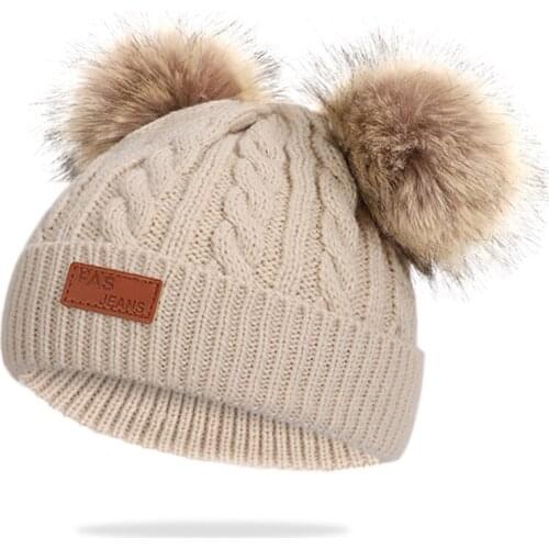 New Children Autumn Winter Warm Hat with Pompom Baby Caps for Baby Girl Boys Casual Solid Color Girls Hat Baby Beanies 1-4 Years