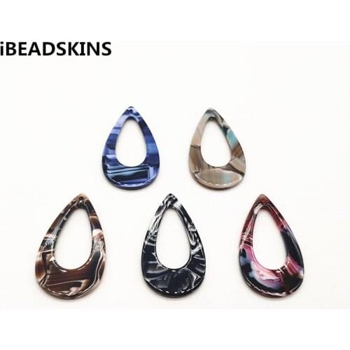 New arrival! 50pcs 40x23mm acetic acid Marble effect Drop-shape charm for earrings accessories parts jewelry handmade making