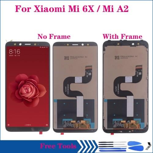 6.0“ New LCD With Frame For XiaoMi Mi A2 MIA2 LCD Display Screen Replacement Digiziter Assembly For XiaoMi 6X Screen Repair kit