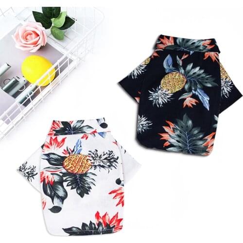 Dog Cat Pet Clothing Spring and Summer Hawaiian Print Shirt Small and Medium-sized Teddy Shiba Inu Pet Clothes Clothing