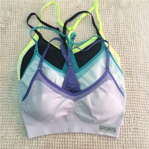 Wholesale Athletic Racerback Lady Fitness Bra Shockproof Yoga Bra High Strength Running Bra Women Workout Stretch Tank Top Vest
