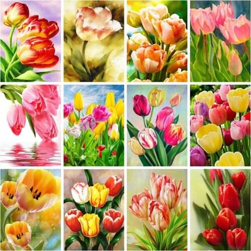 PDMDOG Diamond Embroidery 5D Tulip Full Square Round Drill Diamond Painting Flowers Picture Of Rhinestones Handmade Gift