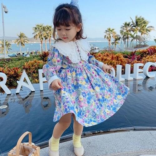 Baby Girls 2021 Spring Dress New Lapel Flower Princess Dresses Roupa Infantil Menina Sukienka Dziewczynka