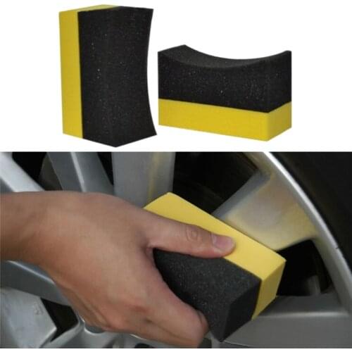 Car tire cleaning brush Manual car wash tools Eva fitted latex sponge wipe Yellow black double-sided cleaning brush