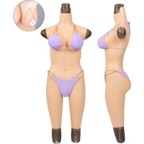 SHMCOFE Full BodySuit Silicone Breast Form Realistic Vagina Pussy Tits For Shemale Cosplay Transgenders Crossdressing Drag Queen