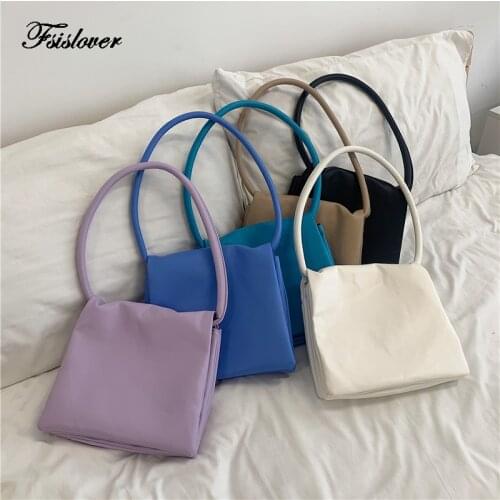 Retro Totes Bags For Women 2021 Fashion Purse PU Leather Women Handbags OL Style Candy colors Female Retro Shoulder Totes Bags