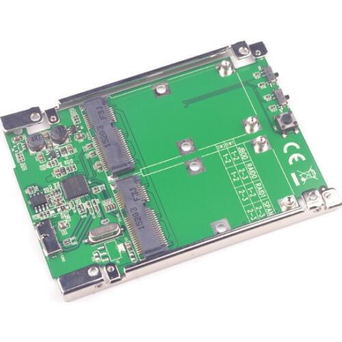 USB3.1 Micro B to 2 Ports mSATA Raid Adapter ASM1352R Support RAID 0 1 JBOD SPAN