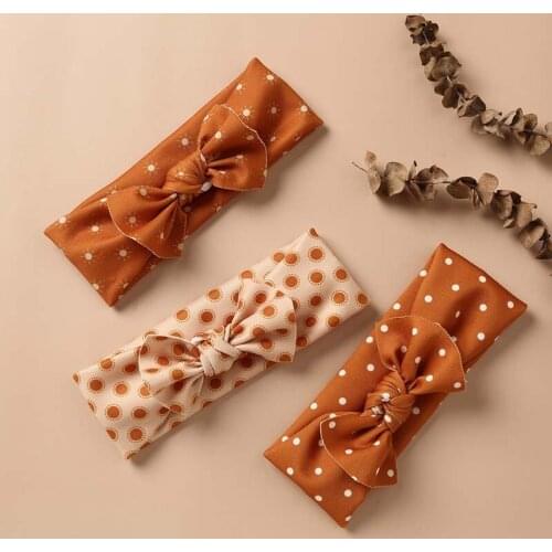 Vintage Baby Dot Headband For Girls Hair Bows Head Wrap Printing Kids Cotton Turban Lovely Children Party Hairbands