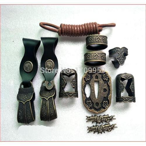 Wonderful Forged Set fitting alloy Tsuba For Japanese Military Sword Shigunto Sword Katana Handmade DIY Accessory