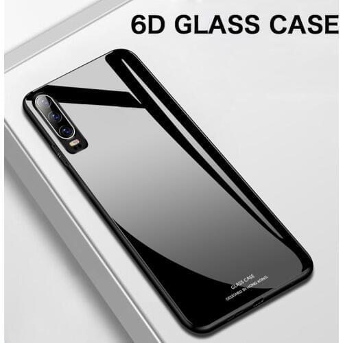 Coque Luxury Plain Tempered Glass Phone Case For Huawei P40 P30 P20 Pro Lite Mate 30 20 Silicone Protection Cover Funda