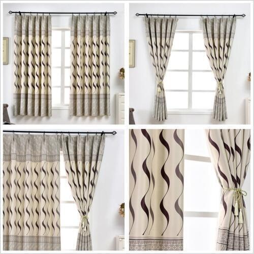 Kitchen Blackout Window Curtains with Grommet Jinya Home Decoration Polyester Ripple Printed Durable Short Bedroom Curtain Panel