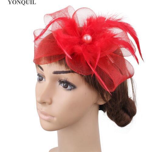 Wedding Women Race Party Hats Ladies Fascinators Millinery Hair Accessories For Derby Event Headbands Headwear Feather SYF458