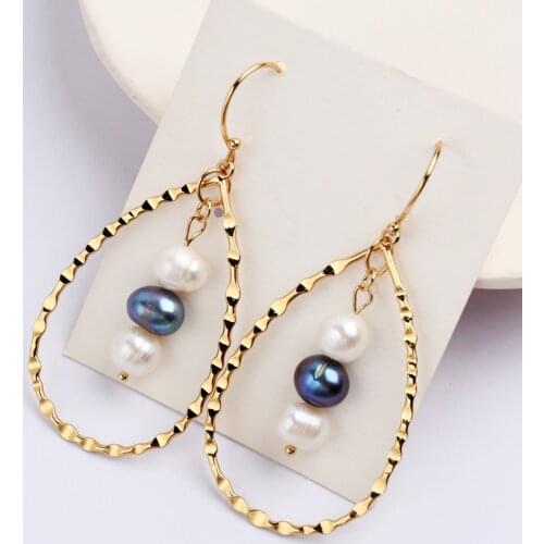 Gold Plating Natural Pearl Earrings Freshwater Pearl Dangle Earrings for Women Handcrafted Earrings Jewelry Birthday Gift HD0365