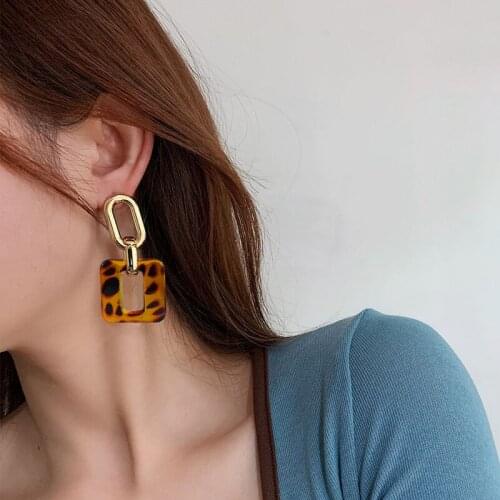 New Fashion Statement Earrings For Women Vintage Drop Earrings Acrylic Metal Geometric Hanging 2021 Female Punk Modern Jewelry