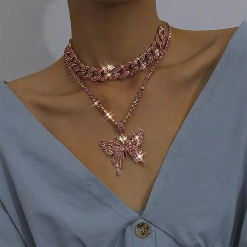 Goth Butterfly Neck Pendants Womens Choker Gold Color Necklace Punk 2021 Kpop Collar For Girl Aesthetic Jewelry Dropshipping