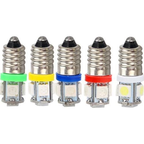 100pcs E10 12V 24V Car LED Instrument Screw bulb Motorcycle Auto Interior Light Flashlight Torch Bulb white red blue green DC12V
