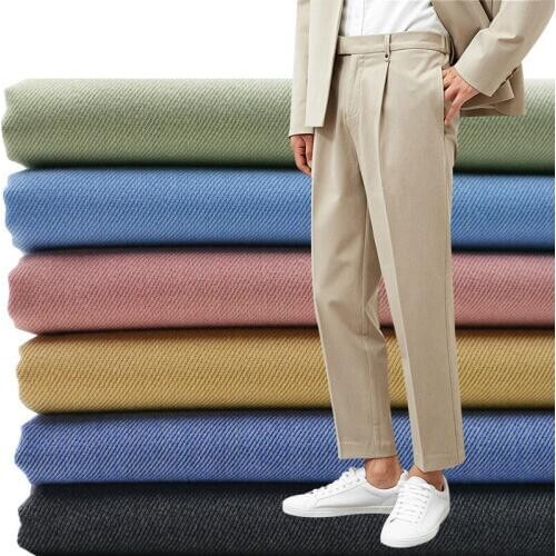 100cm Long Solid Color Polyester Twill Light Stretch Blended Spandex Fabric Casual Suit Cloth Professional Dress Trousers Fabric