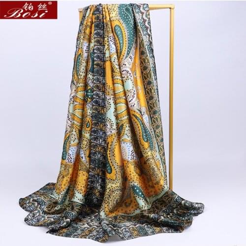 2020 Fashion silk scarf print women Multicolor long scarves beach Soft feel Hijab summer luxury Cashew printing Designer shawls