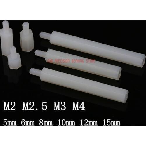 2021 Hot Sale Rushed Parafuso Vis Drywall 50pcs M2 M2.5 M3 M4 Male Female White Nylon Hex Standoff Spacer