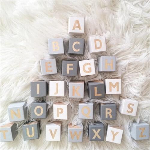 26 Kids Education Toys English Letter Wooden Embellishenment Reading & Writing Alphabet Blocks Kids Play Games Toy Letter Craft