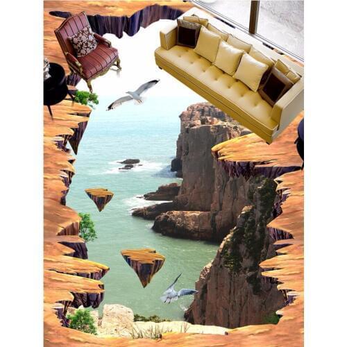 Beibehang Custom 3d flooring three-dimensional large-scale painting sea 3D living room outdoor floor decoration painting
