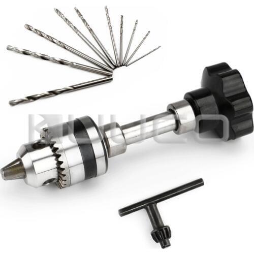 5 PCS/LOT Aluminum Alloy Tools/Mini Spiral Hand Push Drill/Hand Tools with Chuck Key for Model Resin Jewelry Walnut Amber etc