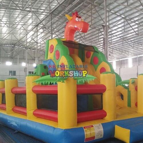 7x5m inflatable dragon bouncer mini combo with slide and obstacle jumper