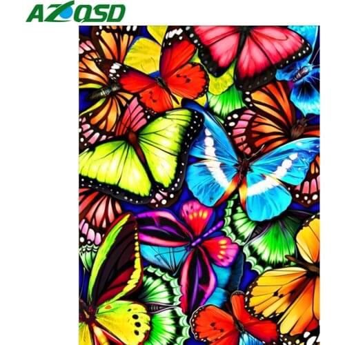 AZQSD 5D Diamond Painting Butterfly Cross Stitch Kits Needlework Rhinestones Diamond Embroidery Animal Mosaic Home Decoration